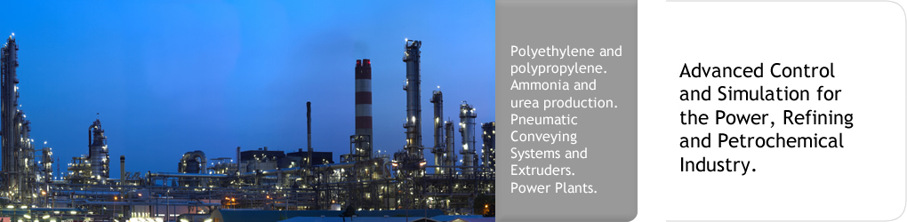 Polyethylene and polypropylene. Ammonia and urea production. Pneumatic conveying systems and extruders. Power plant. Advanced control and simulation for the Power, Refining and Petrochemical Industry.