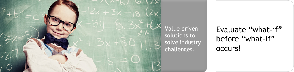 Value-driven solutions to solve industry challenges. Evaluate "wath-if" before "wath-if" occurs!